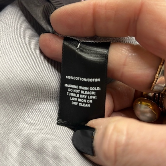 LaFayette 148 New York Gray Long Sleeve Classic Button Down Blouse Size M - Picture 2 of 8